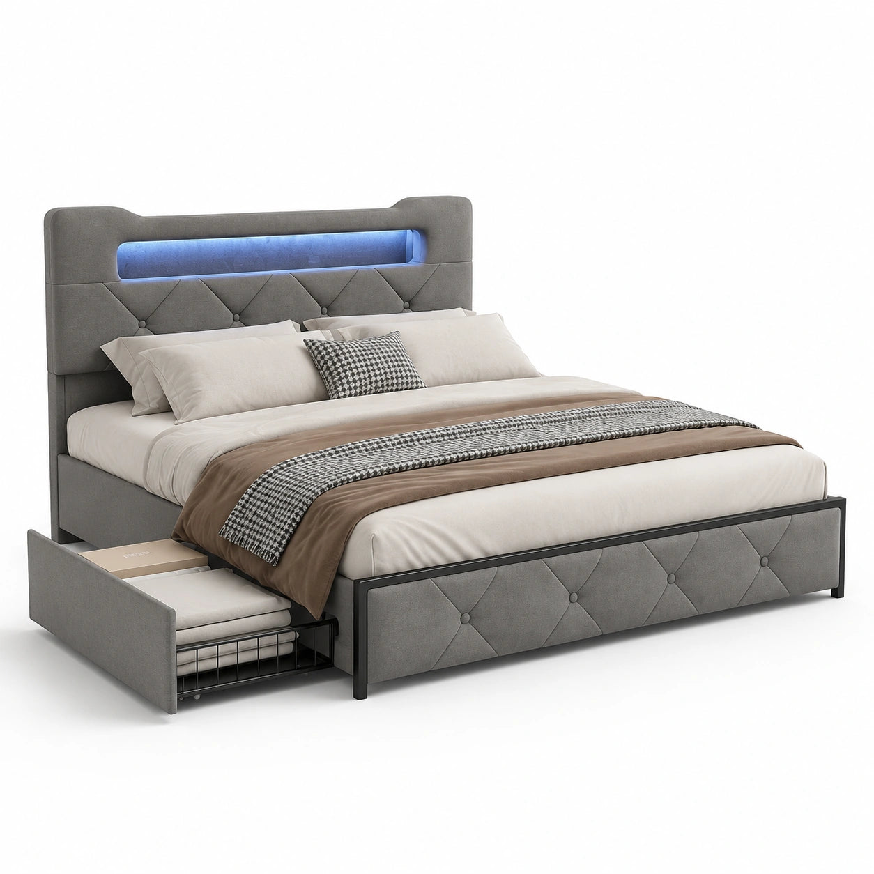 lit-double-160x200-avec-sommier-led-et-tiroirs-rangement-en-velours-kzcunj6615uj